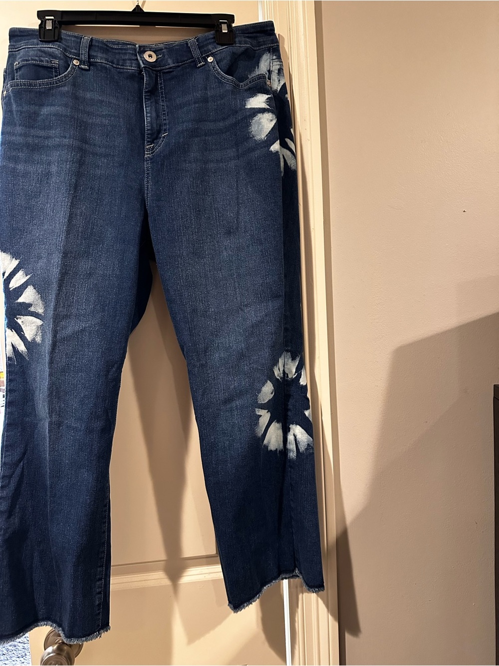 Style & Co. Dark Blue Tie-Dye Accent Cropped Jeans
